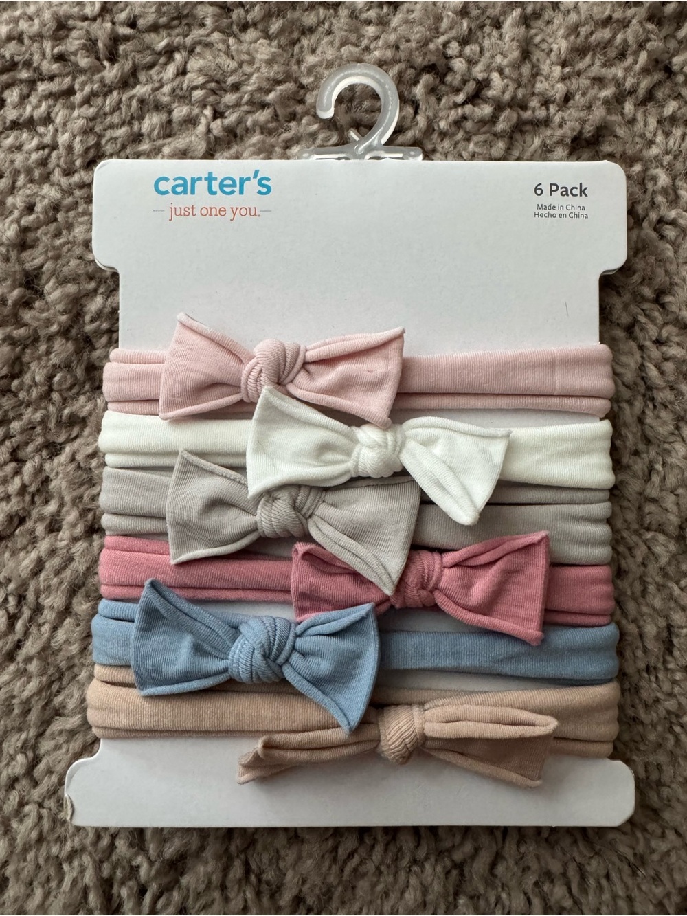 Carter's Baby Bow Headband Set - Pastel Neutrals (6 Pack) New / Unused